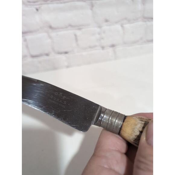 Boker Stag Handle Fixed Blade Knife USA No Sheath - Picture 9 of 16